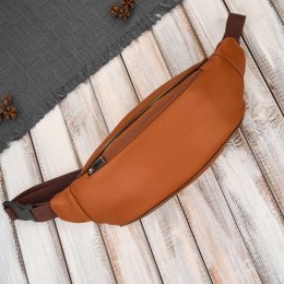 Saszetka nerka męska skórzana na pas koniakowa skóra naturalna Abruzzo ABR-51-CG