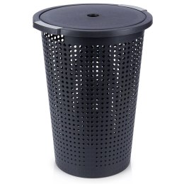 Kosz na Pranie Plastikowy Czarny 35 L VILDE Wytrzymały i Pojemny