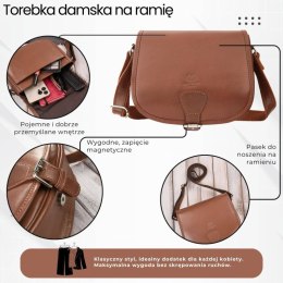 Torebka damska skórzana listonoszka ze skóry licowej koniakowa Paolo Peruzzi T-39-KCG