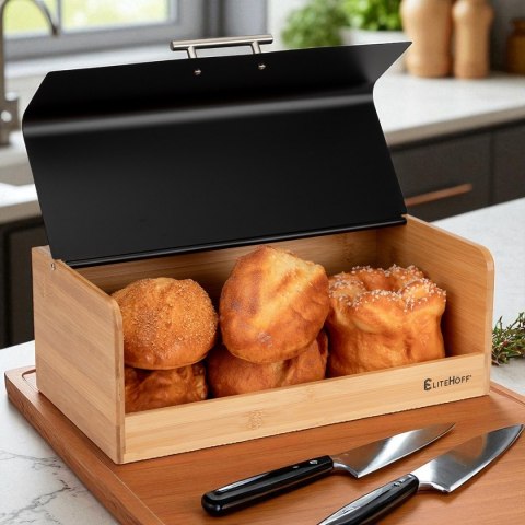 CHLEBAK BAMBUSOWY POJEMNIK NA PIECZYWO E-6067 CZARNY