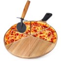 Zestaw Deska do Pizzy Drewniana Okrągła z Nożem EXCELLENT HOUSEWARE 30 cm