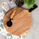 Zestaw Deska do Pizzy Drewniana Okrągła z Nożem EXCELLENT HOUSEWARE 30 cm
