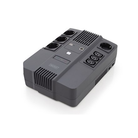 Digitus All-in-One UPS, 600VA/360W, LED 12V/7Ah x1, 4x CEE 7/7,3x IEC C13, USB, RJ45 Digitus All-in-One UPS, 600VA/360W, LED 12V/7Ah x1, 4x CEE 7/7,3x IEC C13, USB, RJ45