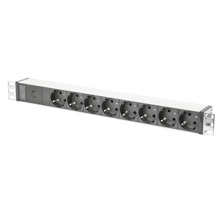 Digitus Aluminum outlet strip with pre-fuse DN-95410 Sockets quantity 8, 250 Vac, 50/60Hz, 2 m supply IEC C14 plug Digitus Aluminum outlet strip with pre-fuse DN-95410 Sockets quantity 8, 250 Vac, 50/60Hz, 2 m supply IEC C14 plug