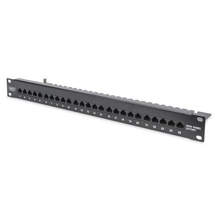Digitus Patch Panel DN-91325-1-B Black, 48.2 x 4.4 x 10.9 cm, Category: CAT 3; Ports: 25 x RJ45; Insertion force: 30N max