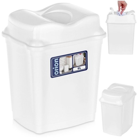 Kosz na Śmieci Plastikowy Biały 9 L ORION Wytrzymały i Pojemny