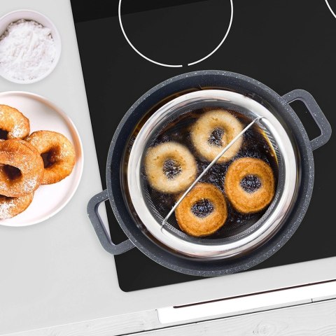 Koszyk do Smażenia Frytek Pączków Stalowy z Uchwytem Solidny ORION 21x13 cm