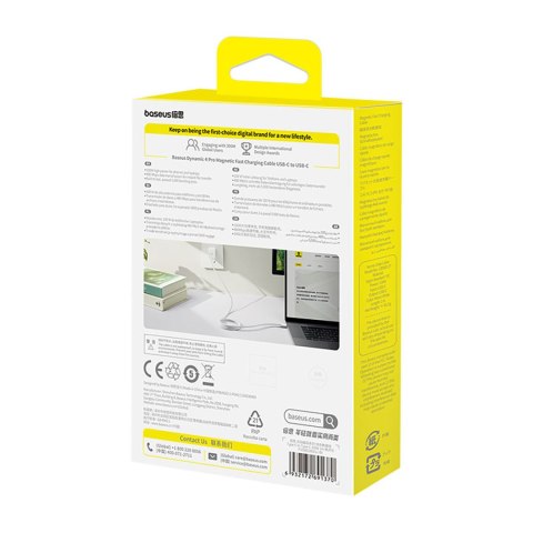 Kabel magnetyczny z oplotem USB-C 100W 1m - biały