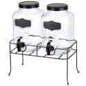 Słój do napojów z kranikiem i stojakiem czarnym 2x4 l 3 el.