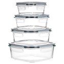 ZESTAW 4 SZKLANYCH POJEMNIKÓW NA ŻYWNOŚĆ Z POKRYWAMI I USZCZELKAMI 229236