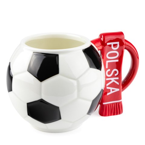 Kubek piłka z szalikiem - Polska - prezent dla kibica - XXL 700 ml