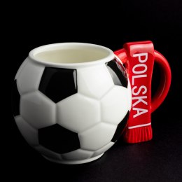 Kubek piłka z szalikiem - Polska - prezent dla kibica - XXL 700 ml