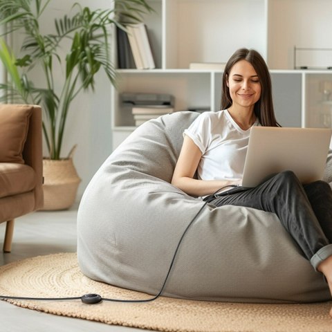 Kabel przewód zwijany USB-C 100W 2m - czarny