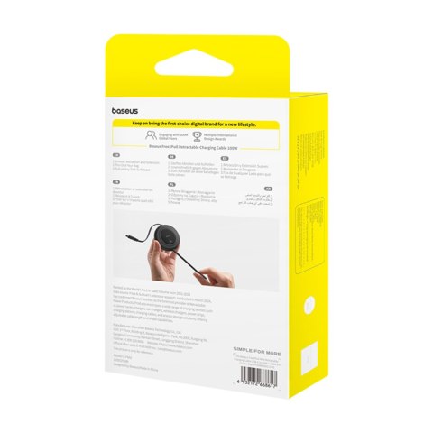 Kabel przewód zwijany USB-C 100W 2m - czarny