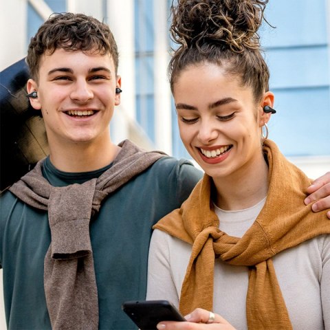 Słuchawki bezprzewodowe douszne otwarte Bass 15 Clip OWS z kablem USB-C - czarne