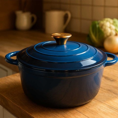 EMALIOWANY GARNEK ŻELIWNY 22cm 3L HAGE CZERWONY