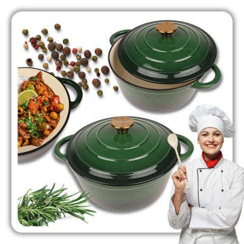 EMALIOWANY GARNEK ŻELIWNY 22cm 3L HAGE ZIELONY