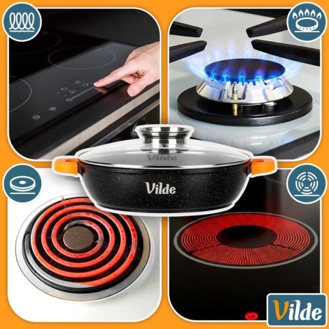 GARNEK GRANITOWY PŁASKI PATELNIA 2,1L 24cm Z POKRYWĄ Z AROMATYZEREM TERRUNA 199107