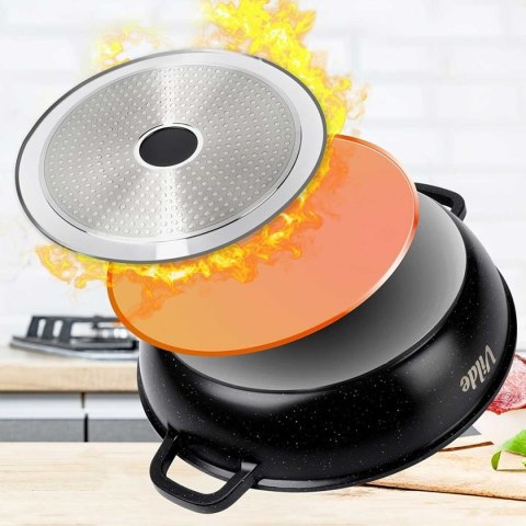 GARNEK GRANITOWY PŁASKI PATELNIA 4,7L 32cm Z POKRYWĄ Z AROMATYZEREM TERRUNA 199109