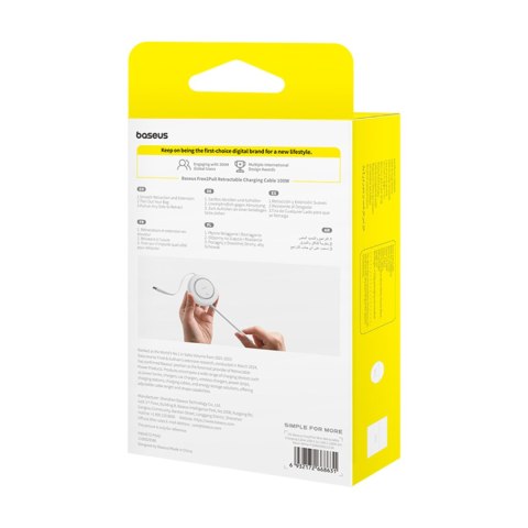 Kabel przewód zwijany USB-C 100W 2m - biały