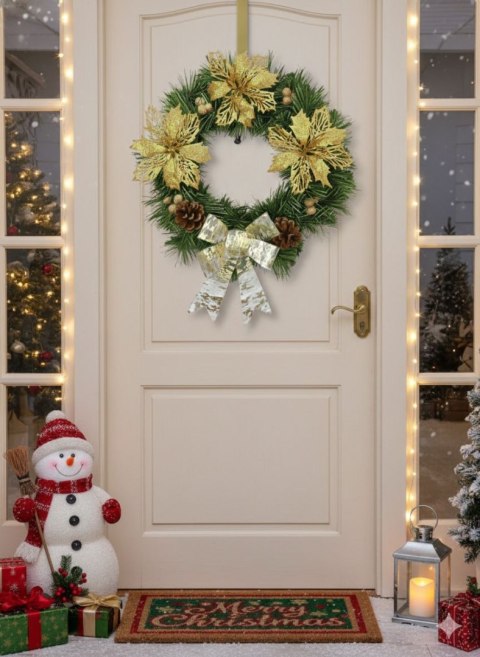 Świąteczny wianek na drzwi stół na Boże Narodzenie świąteczne rękodzieło