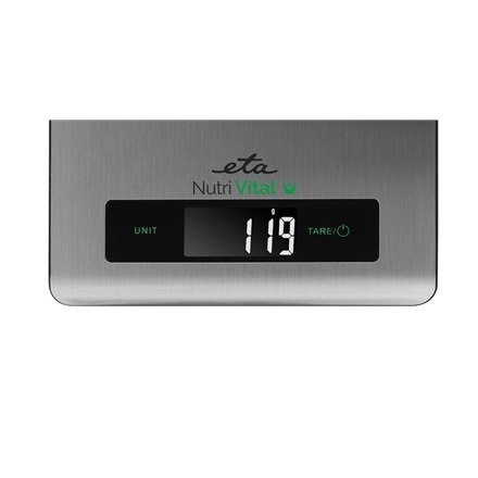 ETA Kitchen scales with smart application Nutri Vital Maximum weight (capacity) 5 kg, Graduation 1 g, Display type LCD, Silver ETA Kitchen scales with smart application Nutri Vital Maximum weight (capacity) 5 kg, Graduation 1 g, Display type LCD, Silver