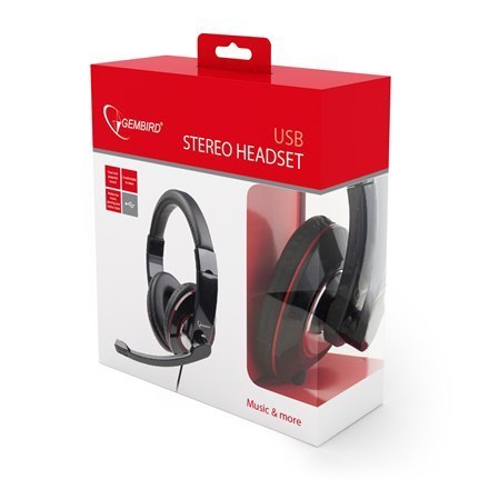 Gembird MHS-U-001 USB headphones USB, Glossy black, Built-in microphone Gembird MHS-U-001 USB headphones USB, Glossy black, Built-in microphone