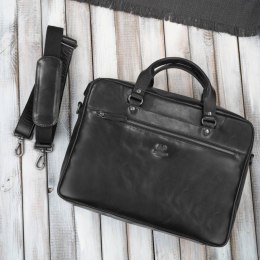 Torba męska na ramię do ręki skórzana na laptopa dokumenty A4 czarna pojemna Paolo Peruzzi SL-08-BL