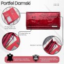 Portfel damski skórzany duży czerwony lakierowany ze wzorem w motyle SP-19-RD