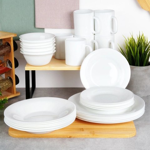 Talerze Obiadowe Głębokie Szkło Białe 400 ml 6 szt. VILDE 21,5 cm