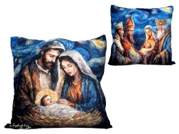 Poduszka z wypełnieniem/suwak - insp. malarstwem van Gogha, Boże Narodzenie (CARMANI)