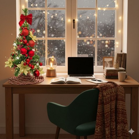 Gotowa ubrana choinka świąteczna do domu biura + światełka 70cm