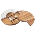 Deska do Serów ORION 7 el. z Nożami i Miseczkami Drewniana Zestaw 28 cm