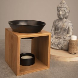 Elegancki Dekoracyjny Kominek Zapachowy Bambusowy Porcelanowy Czarny 14 cm