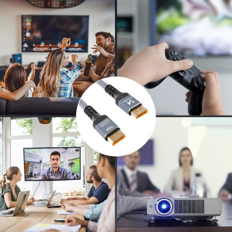 Kabel przewód DisplayPort z ceryfikatem VESA 80 Gb/s 16K HDR HDCP DSC 3m - czarny