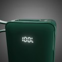 Powerbank 10000mAh USB-A USB-C z wyświetlaczem wbudowanym kablem USB-C 20W - zielony