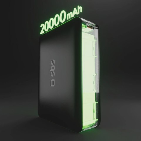 Powerbank 20000mAh do laptopa tabletu smartfona PD AFC USB-C USB-A 65W - czarny