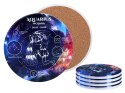 Kpl. 4 podkładek ceramicznych, okrągłe - Znaki zodiaku, Wodnik (CARMANI)