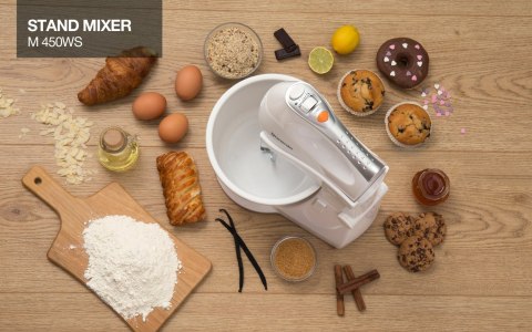 Gorenje Mixer with stand M450WS Hand Mixer, 450 W, Number of speeds 5, Turbo mode, White