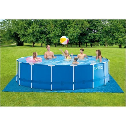 Intex Metal Frame Pool Set with Filter Pump, Safety Ladder, Ground Cloth, Cover Blue, Age 6+, 457x122 cm Intex Metal Frame Pool Set with Filter Pump, Safety Ladder, Ground Cloth, Cover Blue, Age 6+, 457x122 cm