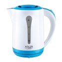 Kettle Adler AD 1244 Standard kettle, Plastic, White, 2000 W, 360° rotational base, 2.5 L