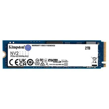 Kingston SSD NV2 2000 GB, SSD form factor M.2 2280, SSD interface PCIe 4.0 x4 NVMe, Write speed 2800 MB/s, Read speed 3500 MB/s Kingston SSD NV2 2000 GB, SSD form factor M.2 2280, SSD interface PCIe 4.0 x4 NVMe, Write speed 2800 MB/s, Read speed 3500 MB/s