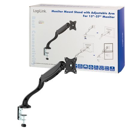 Logilink BP0023 Monitor Desk mount, 13"-27",gas spring, arm 442mm Logilink Desk Mount, BP0023, 13-27 ", Black Logilink BP0023 Monitor Desk mount, 13"-27",gas spring, arm 442mm Logilink Desk Mount, BP0023, 13-27 ", Black