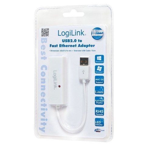 Logilink Fast Ethernet USB 2.0 to RJ45 Adapter: RJ-45, USB Logilink Fast Ethernet USB 2.0 to RJ45 Adapter: RJ-45, USB