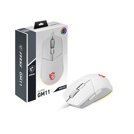 MSI Clutch GM11 Optical, RGB LED light, White, Gaming Mouse, 1000 Hz MSI Clutch GM11 Optical, RGB LED light, White, Gaming Mouse, 1000 Hz