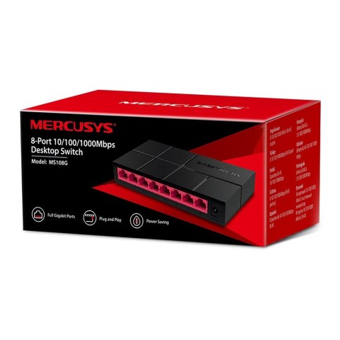 Mercusys Switch MS108G Unmanaged, Desktop, Power supply type External, Ethernet LAN (RJ-45) ports 8 Mercusys Switch MS108G Unmanaged, Desktop, Power supply type External, Ethernet LAN (RJ-45) ports 8