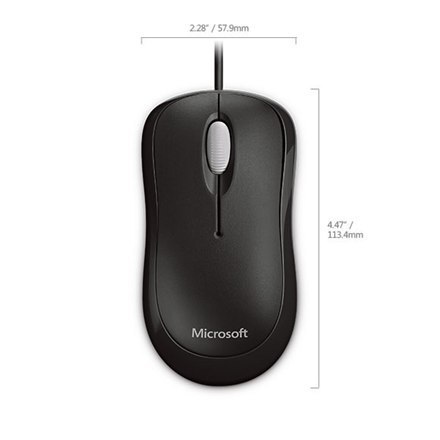 Microsoft 	4YH-00007 Basic Optical Mouse for Business 1.83 m, Black, USB