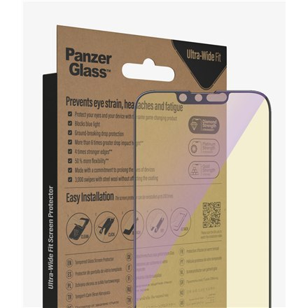 PanzerGlass Screen protector, Apple, iPhone 14/13/13 Pro, Glass, Black, Anti-blue Light PanzerGlass Screen protector, Apple, iPhone 14/13/13 Pro, Glass, Black, Anti-blue Light