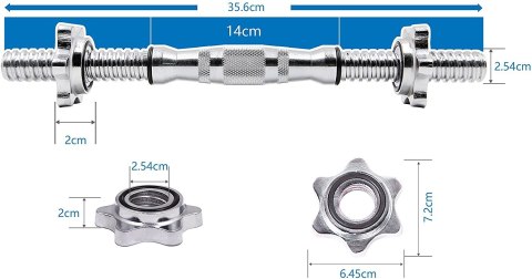 PROIRON PRKTDH14 Dumbbell Bars Set of 2, 2 pcs, 3.3 kg, Chrome, Stahl PROIRON PRKTDH14 Dumbbell Bars Set of 2, 2 pcs, 3.3 kg, Chrome, Stahl