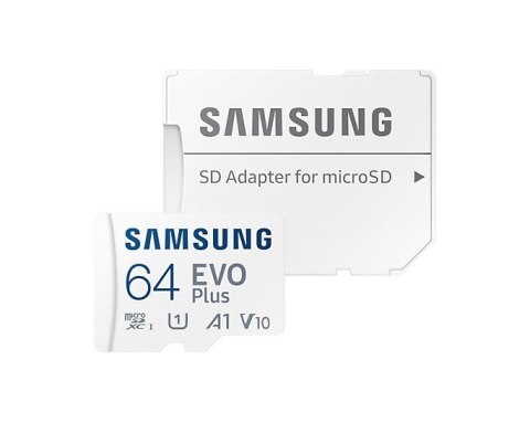 Samsung microSD Card EVO PLUS 64 GB, MicroSDXC, Flash memory class 10, SD adapter
